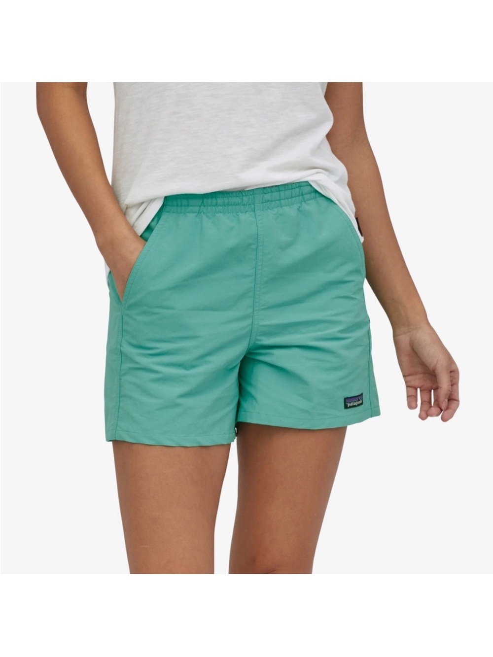 Patagonia Women’s Teal Elastic-Waist Baggies Shorts